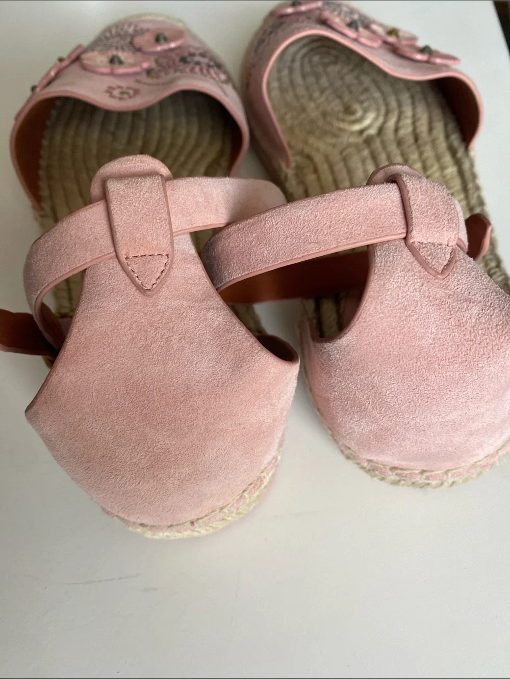 NWOT Coach Tea Rose Suede Espadrilles Size 8